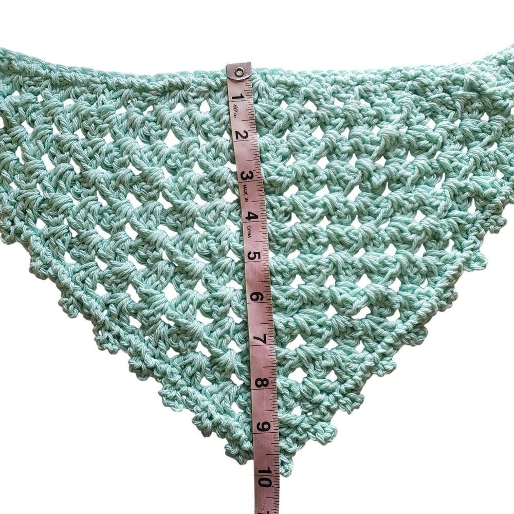 Handmade Crochet Hair Bandana Mint Green Boho Cottagecore Headscarf Summer - Picture 3 of 4